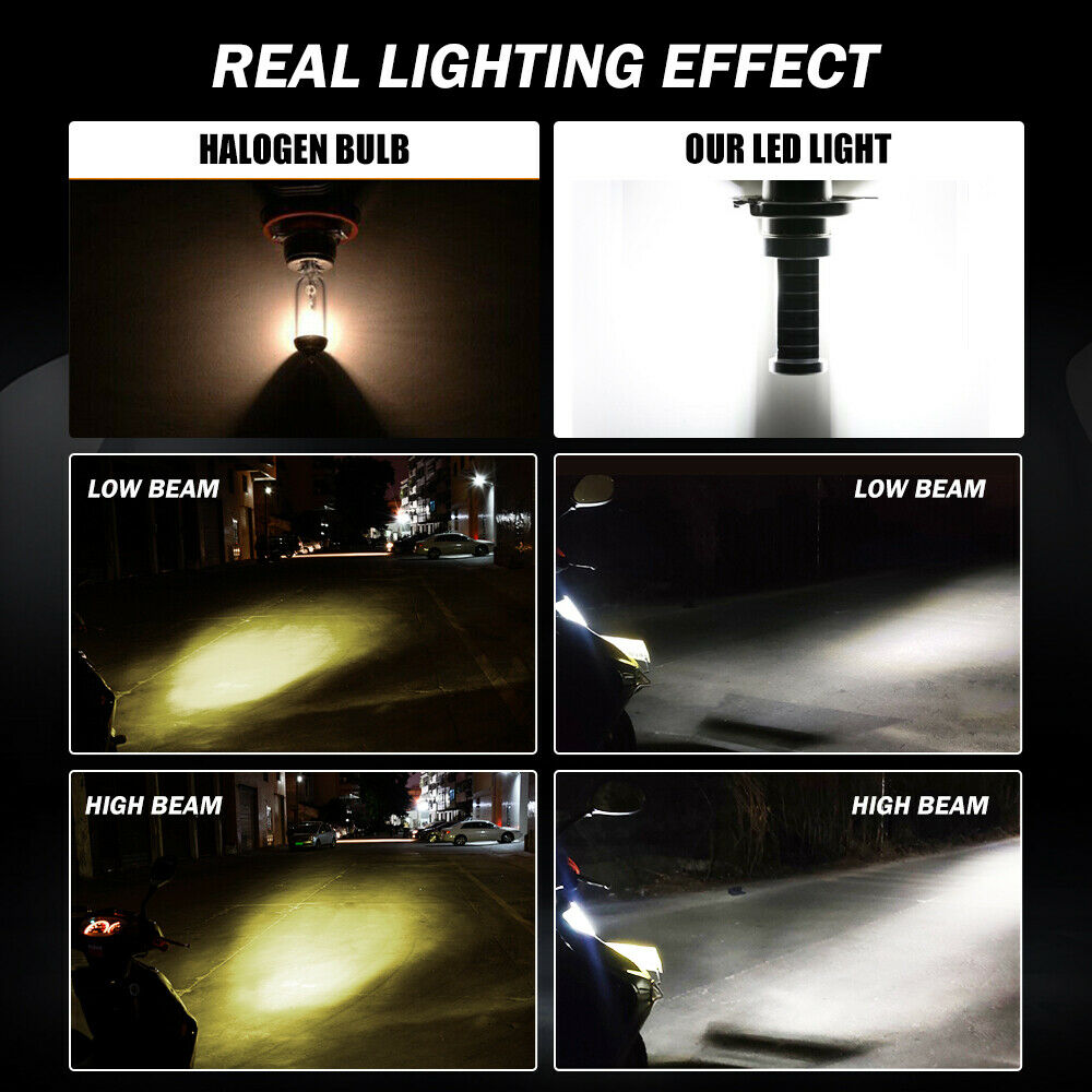 H4 9003 LED Motorcycle Headlight Bulb High Low Dual Beam 6500K White High Power - Fresh Stock Dated October 2025