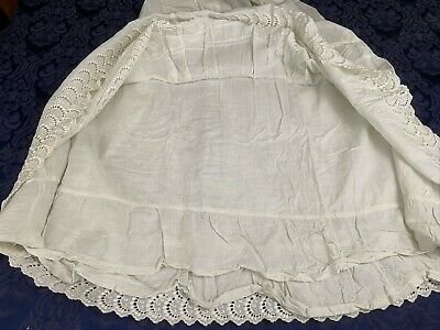 Antique White Cotton Victorian Wedding Skirt Petticoat Slip Eyelet Lace Pintucks - Fresh Stock Dated October 2025