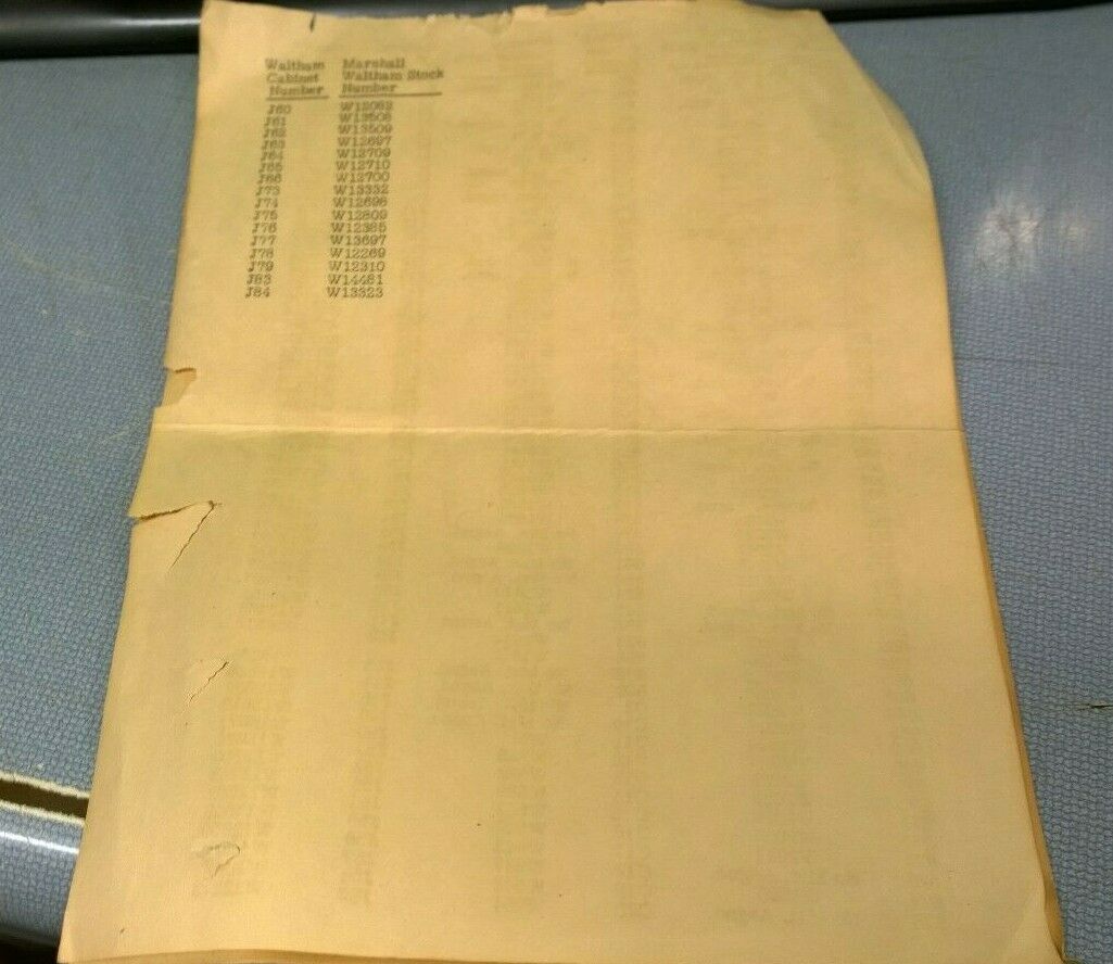 C & E Marshall Waltham Watch Parts Chart - Watchmaker Bench Repair Tool - Fresh Stock Dated October 2025