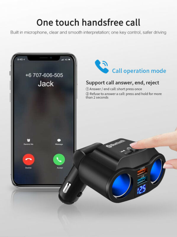 Bluetooth 5.0 Wireless Handsfree Car FM Transmitter MP3 Player Dual USB Charger！ - Fresh Stock Dated October 2025
