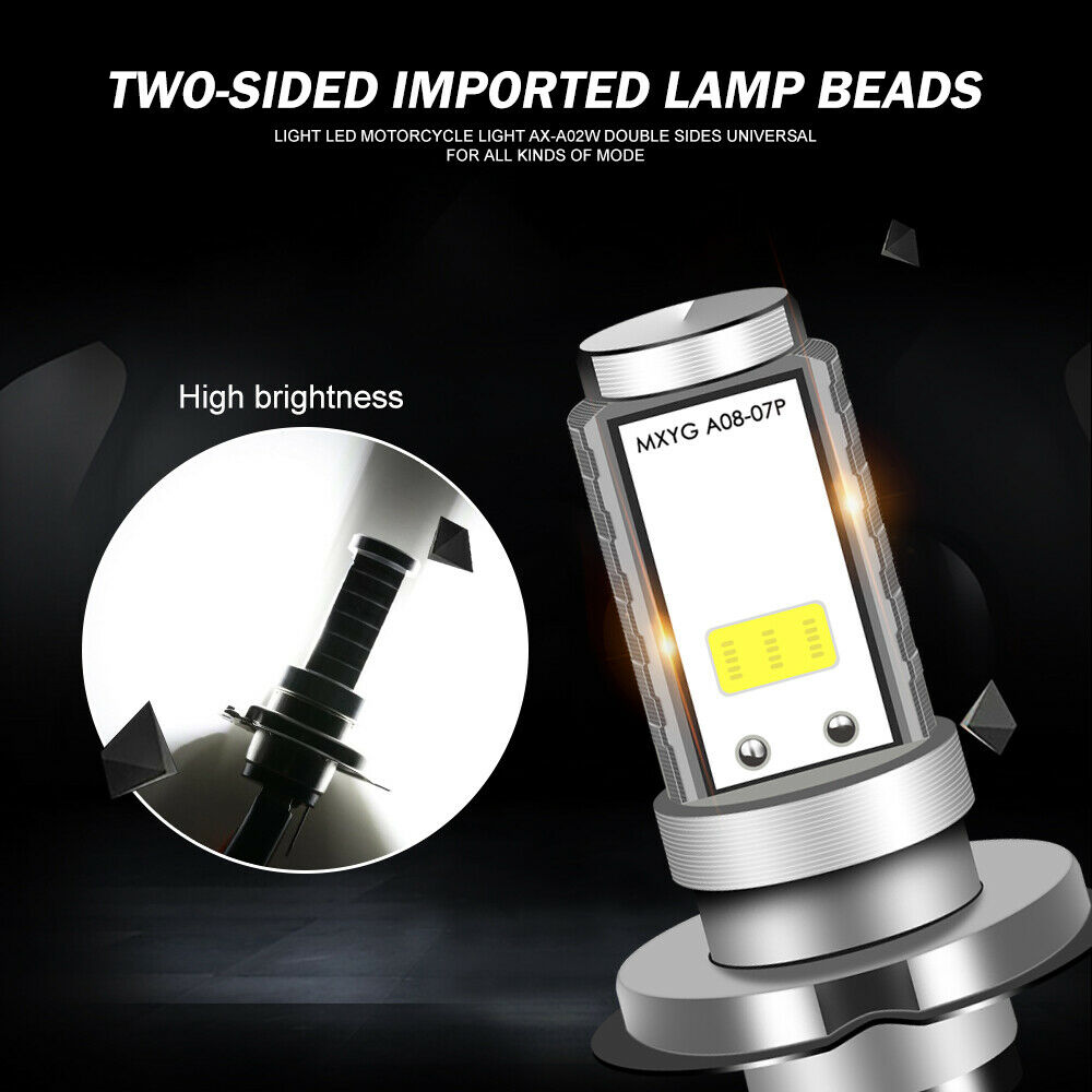 H4 9003 LED Motorcycle Headlight Bulb High Low Dual Beam 6500K White High Power - Fresh Stock Dated October 2025