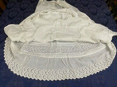 Antique White Cotton Victorian Wedding Skirt Petticoat Slip Eyelet Lace Pintucks - Fresh Stock Dated October 2025