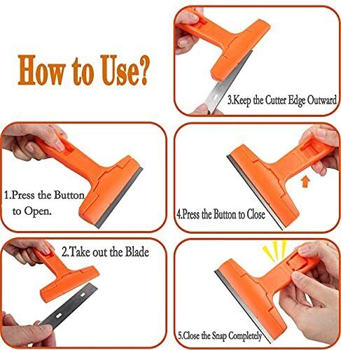 2pack Razor Blade Scraper, Industry Glass Window Scraper, Heavy Duty Cleaning Sc - Fresh Stock Dated October 2025