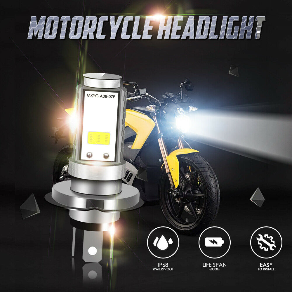 H4 9003 LED Motorcycle Headlight Bulb High Low Dual Beam 6500K White High Power - Fresh Stock Dated October 2025