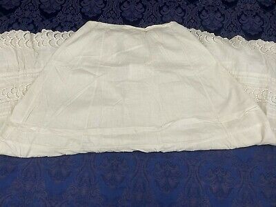 Antique White Cotton Victorian Wedding Skirt Petticoat Slip Eyelet Lace Pintucks - Fresh Stock Dated October 2025