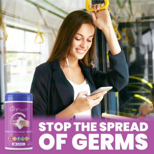 Care Touch Hand Sanitizing Wipes (2 Canisters) | 160 Antiseptic Wipes - Fresh Stock Dated October 2025