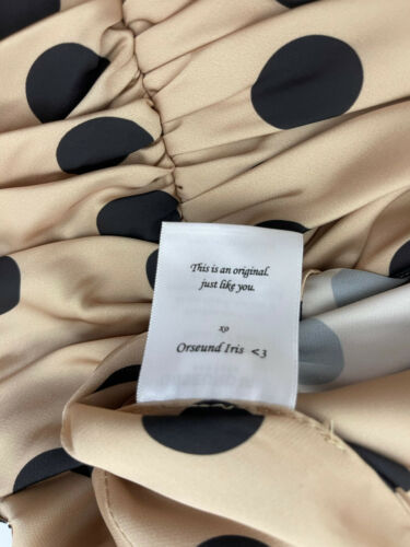 ORSEUND IRIS Romantique ruched polka-dot satin skirt-Size M, Beige - Fresh Stock Dated October 2025