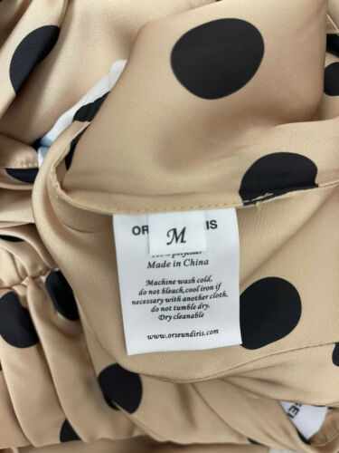 ORSEUND IRIS Romantique ruched polka-dot satin skirt-Size M, Beige - Fresh Stock Dated October 2025