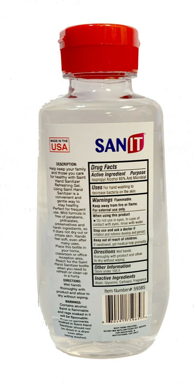 Hand Sanitizer Refreshing Gel SANIT 12 Ounce - 65% Alcohol - Fresh Stock Dated October 2025