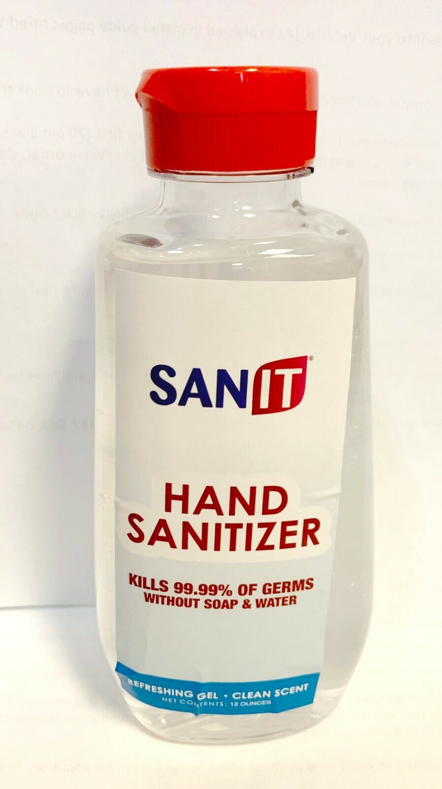 Hand Sanitizer Refreshing Gel SANIT 12 Ounce - 65% Alcohol - Fresh Stock Dated October 2025