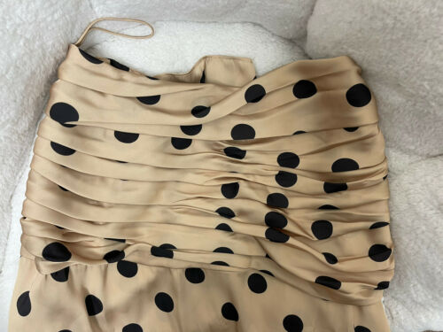 ORSEUND IRIS Romantique ruched polka-dot satin skirt-Size M, Beige - Fresh Stock Dated October 2025