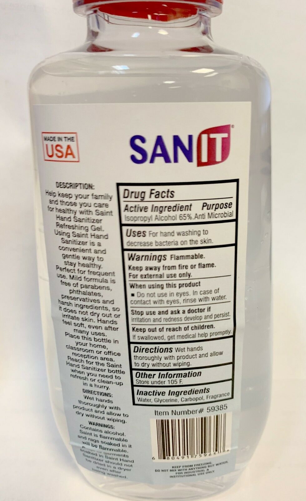 Hand Sanitizer Refreshing Gel SANIT 12 Ounce - 65% Alcohol - Fresh Stock Dated October 2025