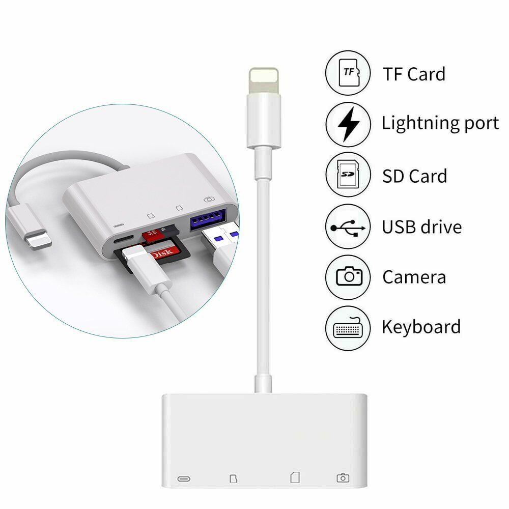 4 in 1 USB Camera Connection Micro SD Card Reader Adapter for iPhone iPad IOS - Fresh Stock Dated October 2025