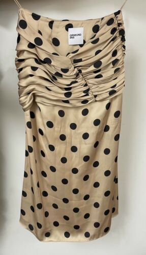 ORSEUND IRIS Romantique ruched polka-dot satin skirt-Size M, Beige - Fresh Stock Dated October 2025