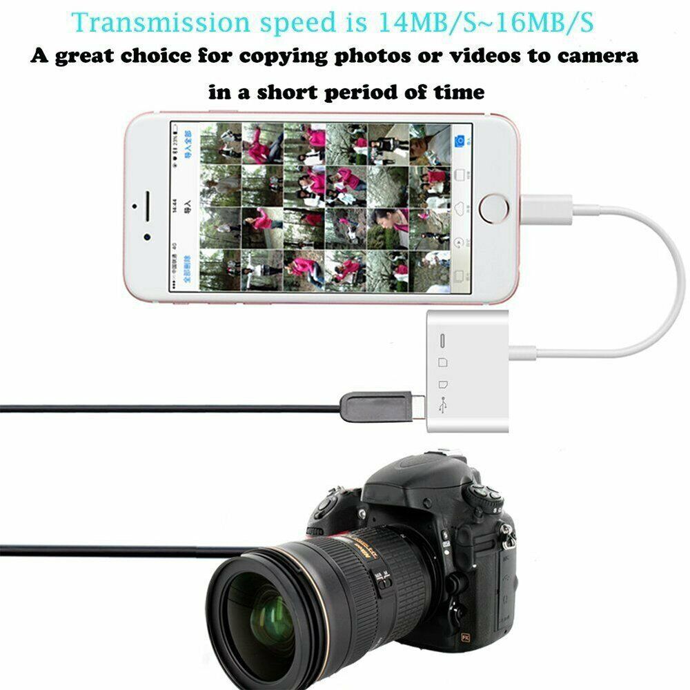 4 in 1 USB Camera Connection Micro SD Card Reader Adapter for iPhone iPad IOS - Fresh Stock Dated October 2025