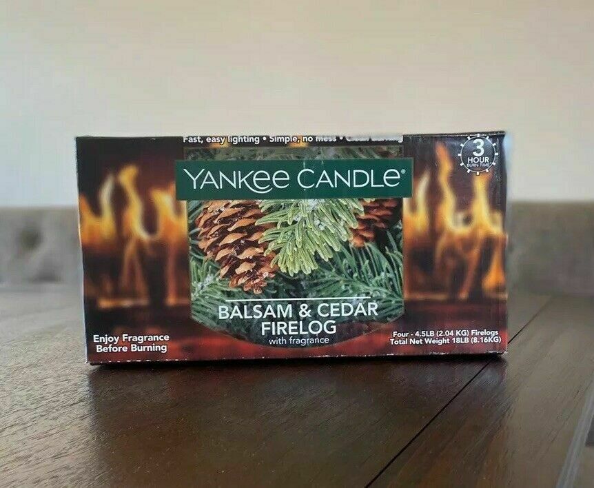 2 X Yankee Candle Balsam & Cedar Firelog Fragrance Fire Log 3 Hour Burn - Fresh Stock Dated October 2025
