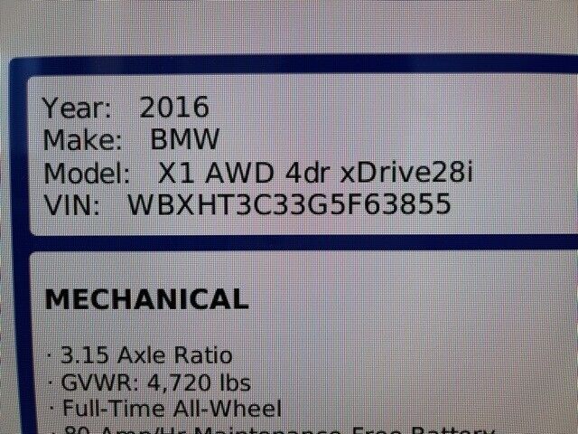 2016 BMW X1 xDrive28i - Fresh Stock Dated October 2025
