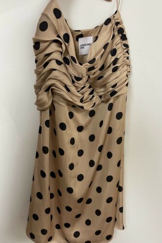 ORSEUND IRIS Romantique ruched polka-dot satin skirt-Size M, Beige - Fresh Stock Dated October 2025