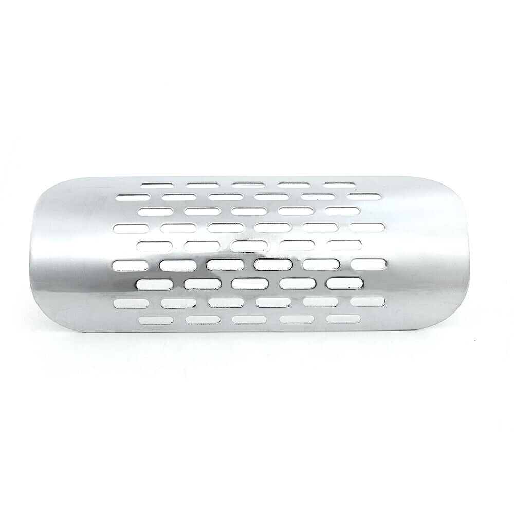 Silver Motorcycle Exhaust Muffler Heat Shield Cover Heel Guard Chrome Universal - Fresh Stock Dated October 2025