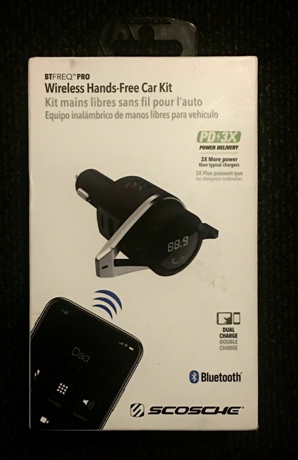 Scosche BTFreq Pro Wireless Hands-Free Car Kit - Bluetooth 5.0, FM, Dual USB-A/C - Fresh Stock Dated October 2025
