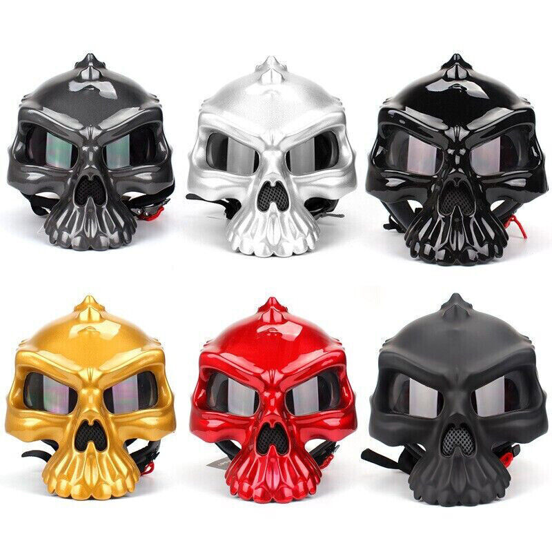 Motorcycle Skull Helmet Half Open Face Helmets with Visor Street Racing Touring - Fresh Stock Dated October 2025