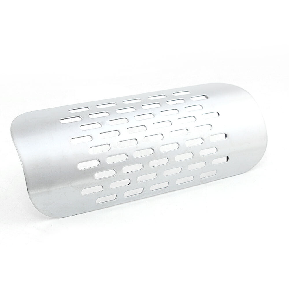 Silver Motorcycle Exhaust Muffler Heat Shield Cover Heel Guard Chrome Universal - Fresh Stock Dated October 2025