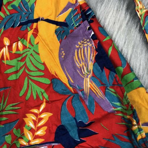 Vintage Womens Multicolored Parrot Bird Tropical Novelty Wrap Skirt - Fresh Stock Dated October 2025