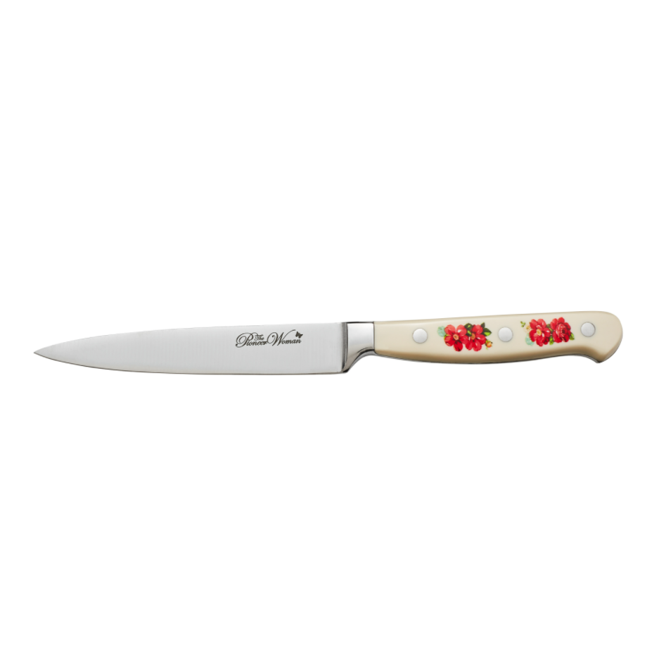 Pioneer Woman Vintage Floral 14-Piece Cutlery Kitchen Set Wood Block Home Dining - Fresh Stock Dated October 2025