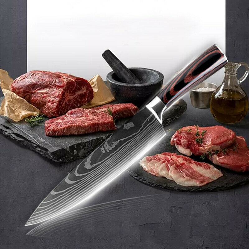 4Pcs Kitchen Knife Set Damascus Pattern Stainless Steel Professional Chef Knives - Fresh Stock Dated October 2025