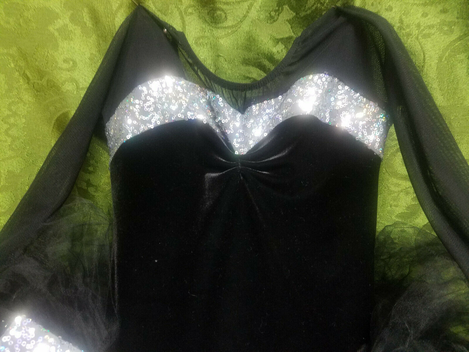 Girl Black Stretch Velvet Ballet Tutu Dance Costume Leotard Halloween Size Large - Fresh Stock Dated October 2025