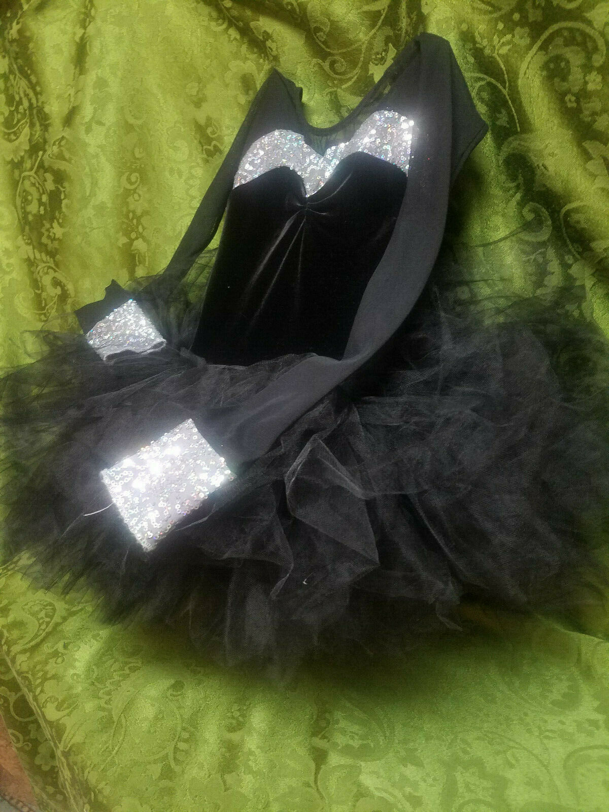 Girl Black Stretch Velvet Ballet Tutu Dance Costume Leotard Halloween Size Large - Fresh Stock Dated October 2025