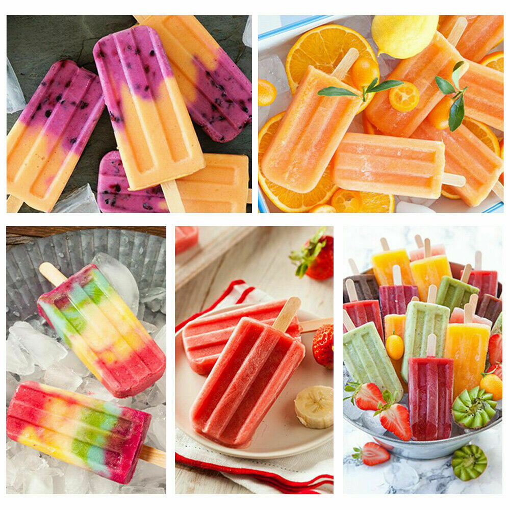 10-Cell Reusable Silicone Ice Pop Molds Easy Release Popsicle Maker w/50 Sticks - Fresh Stock Dated October 2025