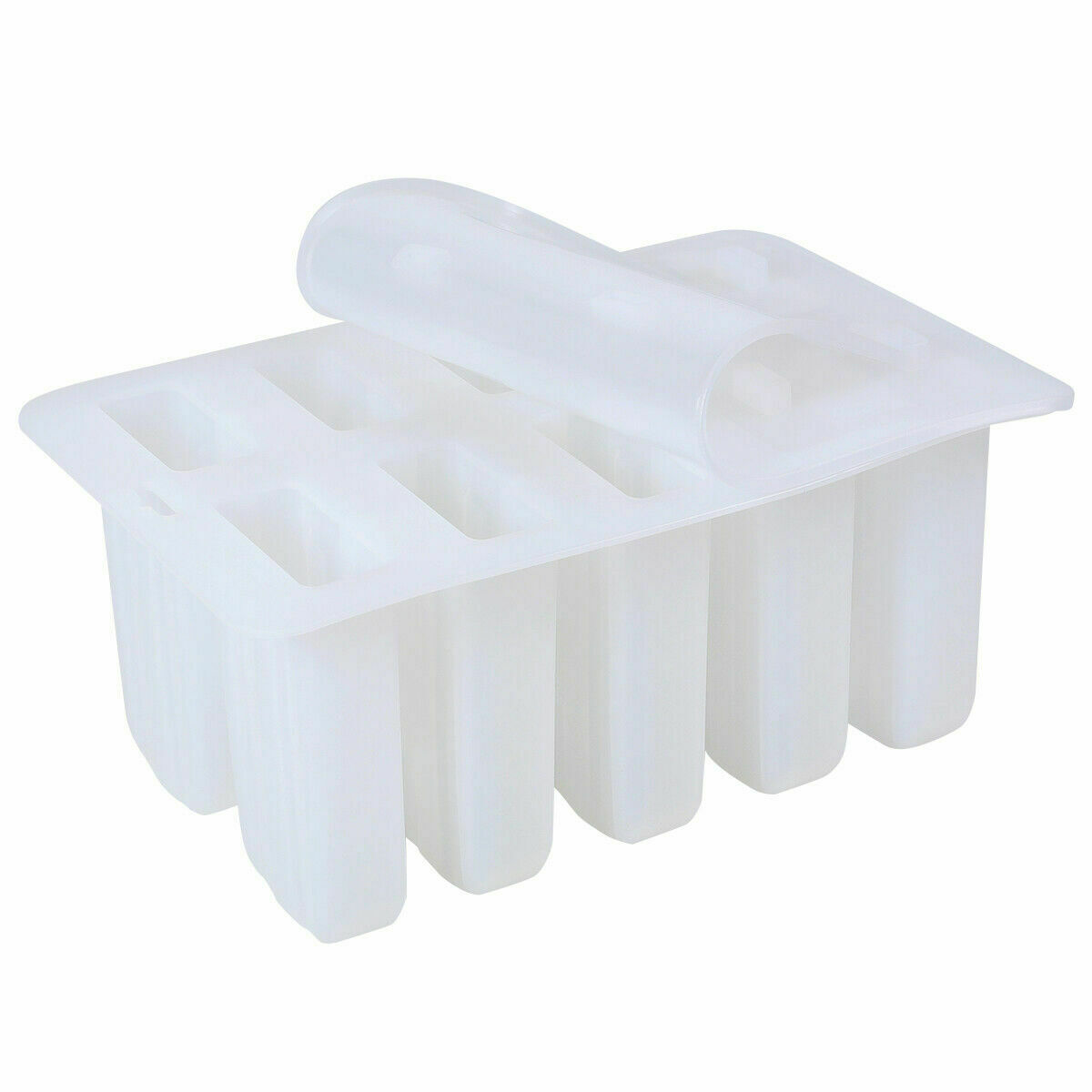 10-Cell Reusable Silicone Ice Pop Molds Easy Release Popsicle Maker w/50 Sticks - Fresh Stock Dated October 2025