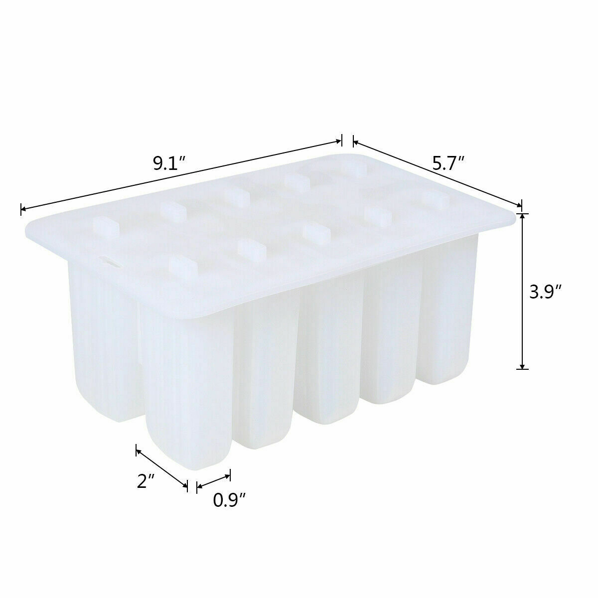 10-Cell Reusable Silicone Ice Pop Molds Easy Release Popsicle Maker w/50 Sticks - Fresh Stock Dated October 2025