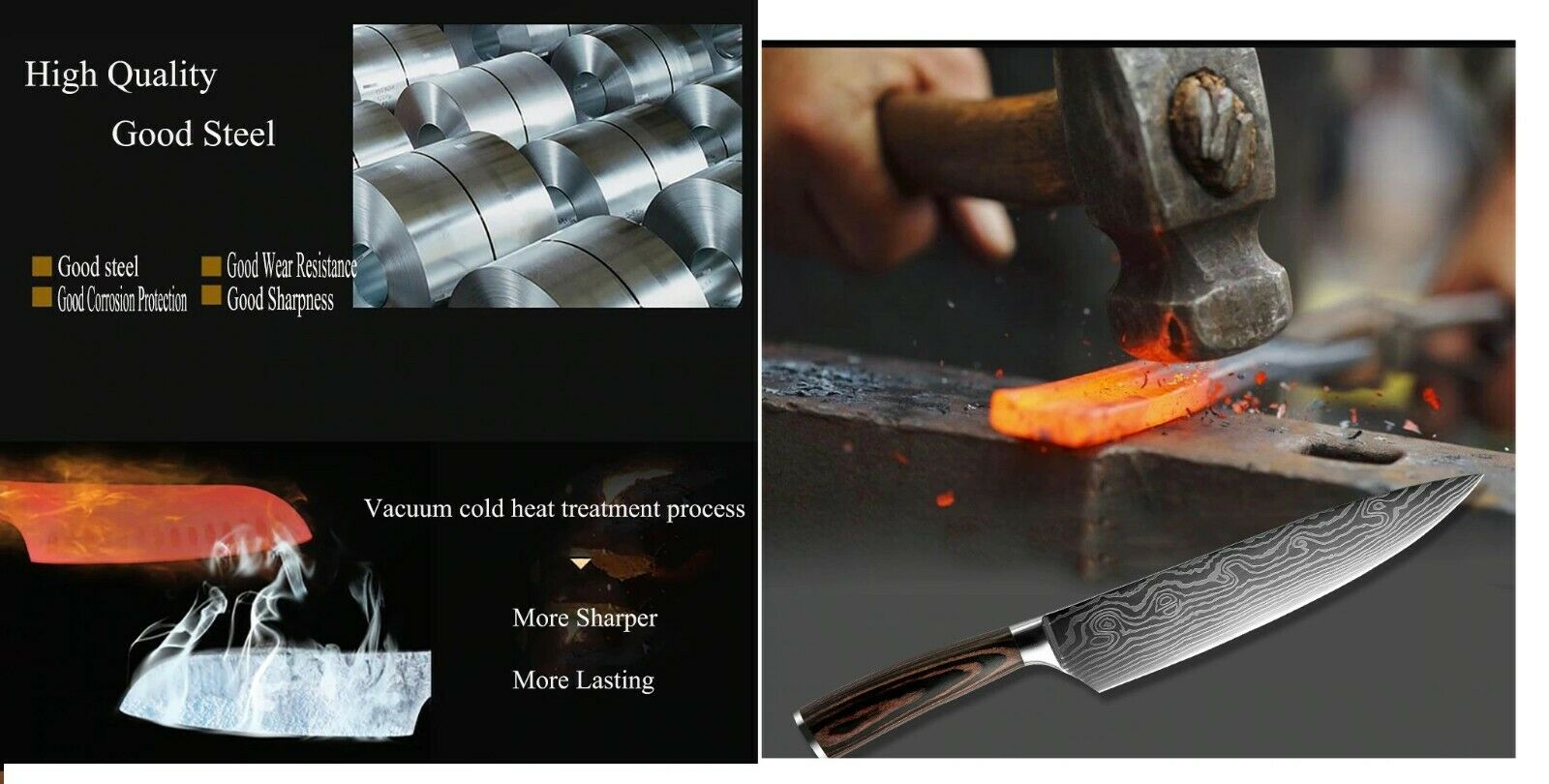 Kitchen Knife set Professional Stainless Steel Damascus Cleaver Japan Chef - Fresh Stock Dated October 2025