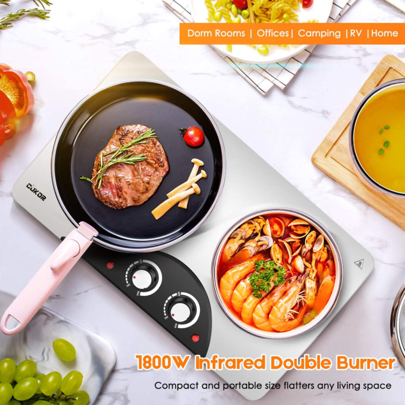 Cukor Electric Hot Plate, 1800W Portable Electric Stove,Infrared Double Burner,H - Fresh Stock Dated October 2025