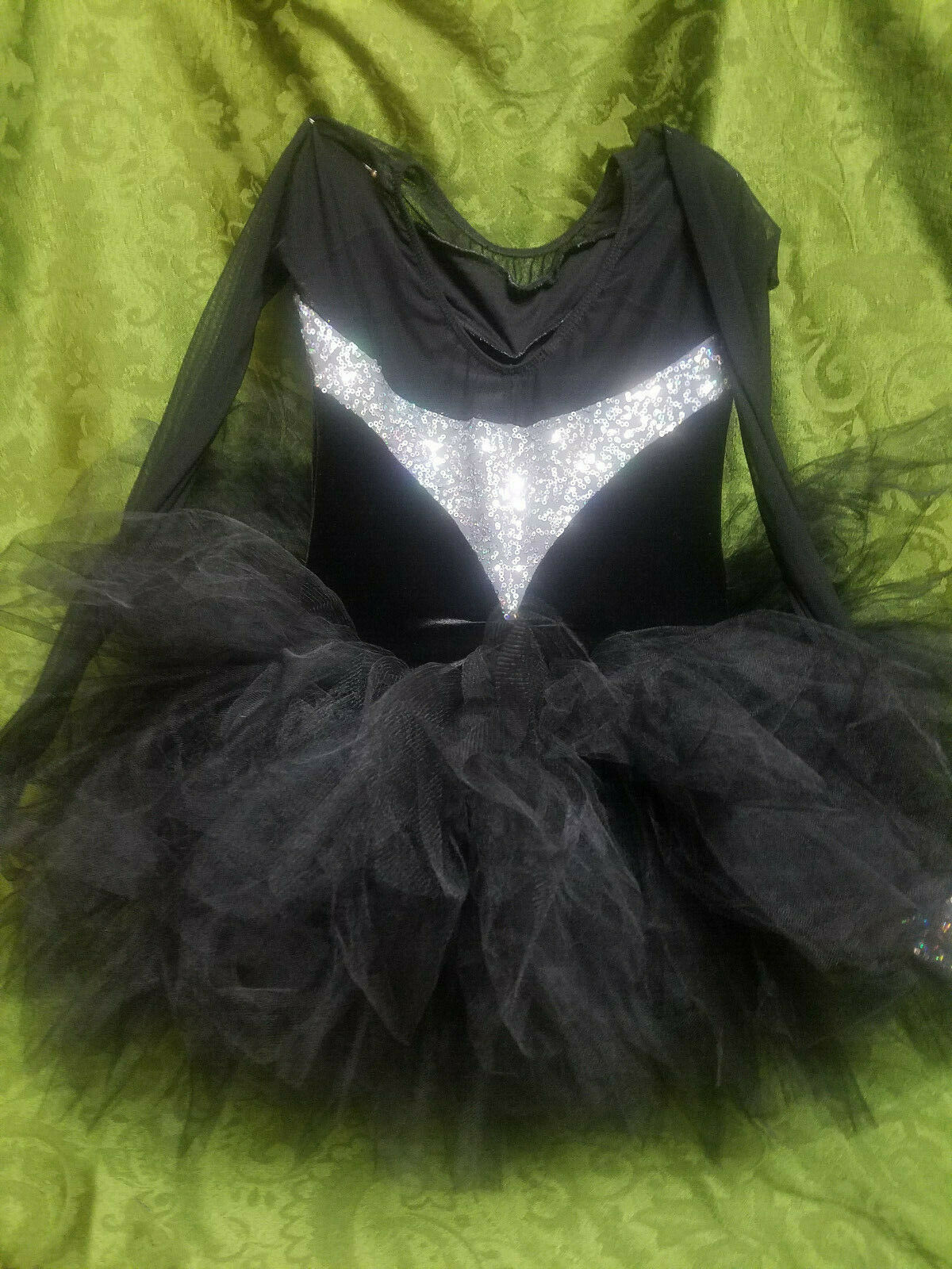 Girl Black Stretch Velvet Ballet Tutu Dance Costume Leotard Halloween Size Large - Fresh Stock Dated October 2025