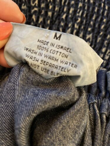 RETRO VTG Carreli AcidWashed Denim GYPSY PEASANT Style HI LO RUFFLE JEAN DRESS M - Fresh Stock Dated October 2025