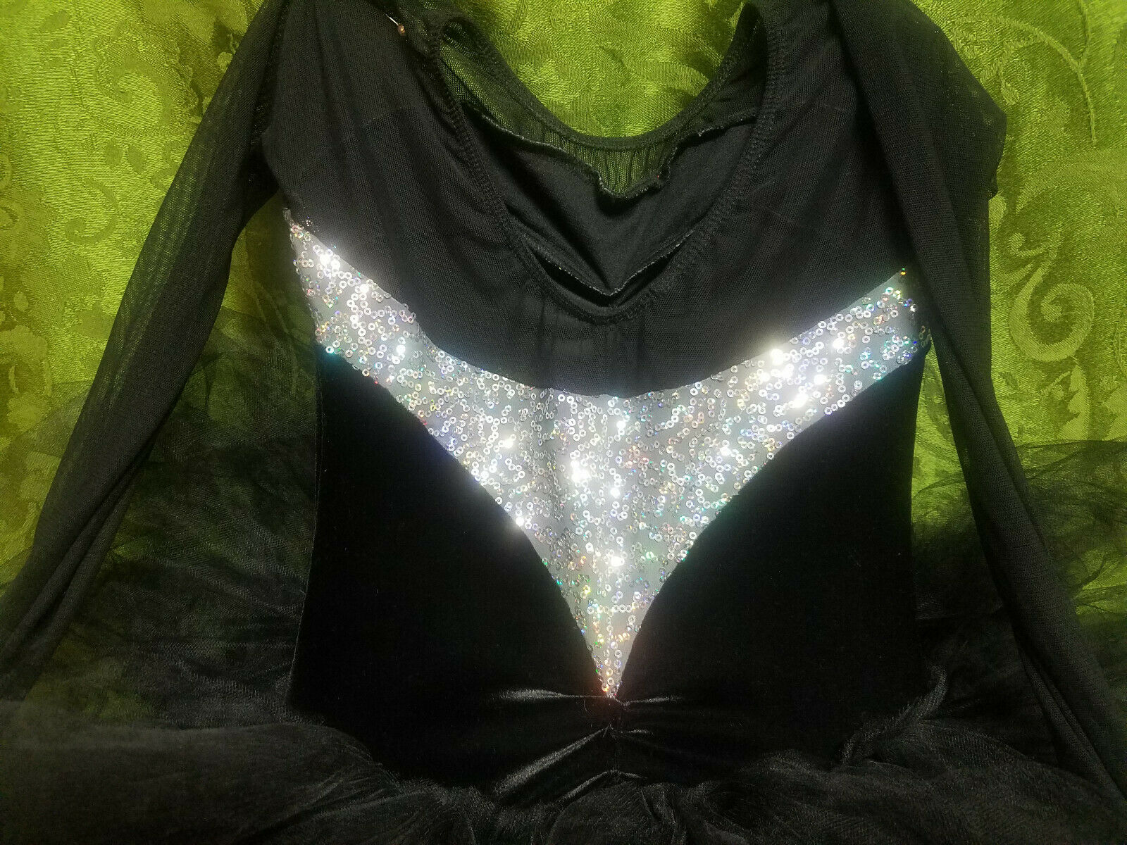 Girl Black Stretch Velvet Ballet Tutu Dance Costume Leotard Halloween Size Large - Fresh Stock Dated October 2025