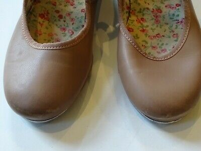 SUNTAN TAN CAPEZIO LEATHER MARY JANE VELCRO TAP DANCE SHOES girls 13.5 M - Fresh Stock Dated October 2025