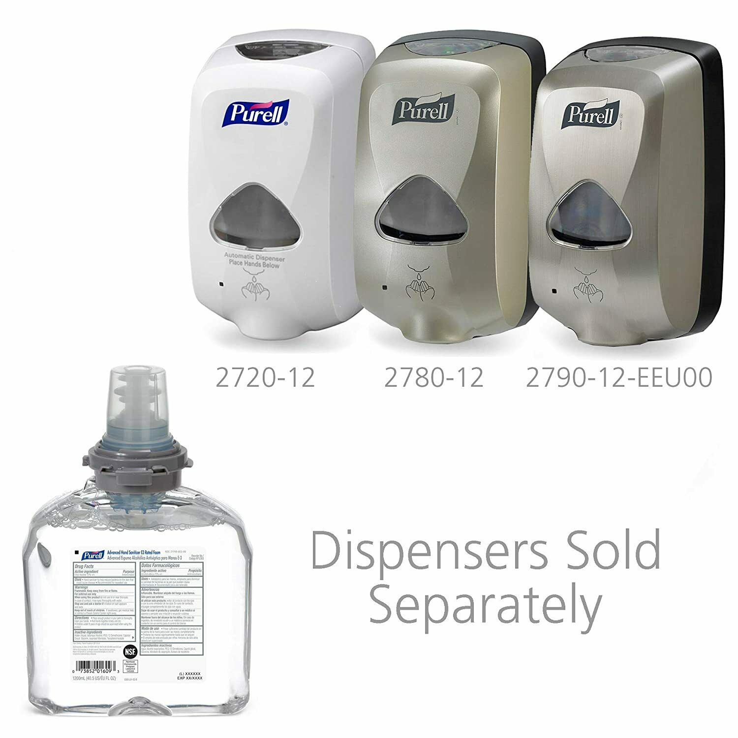 PURELL Advanced Hand Sanitizer E3 Rated FOAM Refill TFX 5393-02, 1200ml, 2-PACK - Fresh Stock Dated October 2025