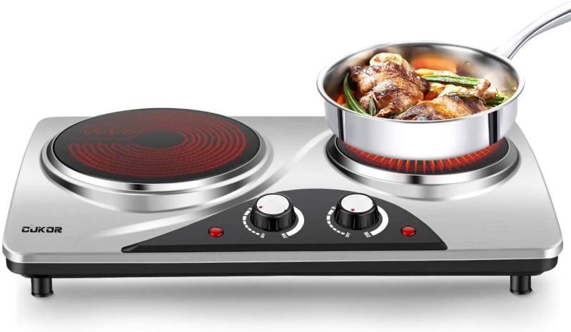 Cukor Electric Hot Plate, 1800W Portable Electric Stove,Infrared Double Burner,H - Fresh Stock Dated October 2025