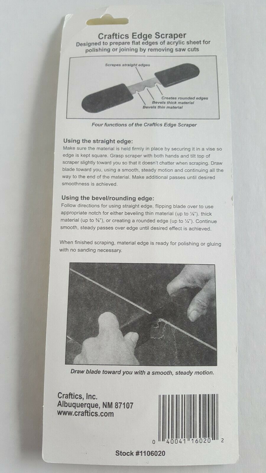 Craftics Edge Scraper for Acrylic, Plexiglass, Lucite & Acrylite ** Brand New ** - Fresh Stock Dated October 2025