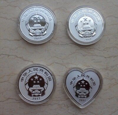 China 2017 One Set of 4 Pieces of 30g Silver Coins - Chinese Auspicious Culture - Fresh Stock Dated October 2025