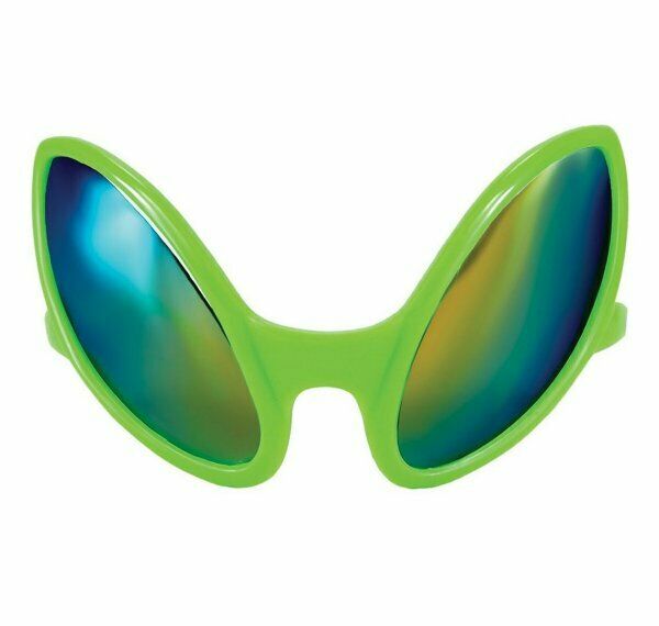 Close Encounter Green Alien Costume Glasses Sunglasses UFO ET Mirrored Bug Eyes - Fresh Stock Dated October 2025