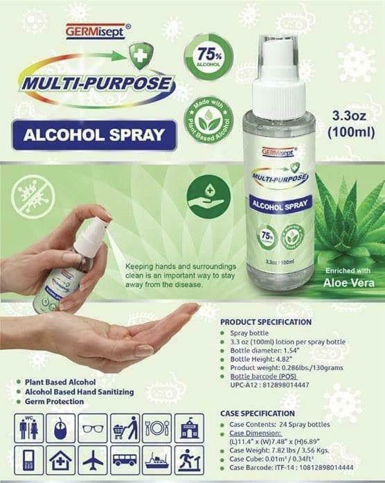 24 Pack Germisept Multi-Purpose 75% Alcohol Disinfecting Spray Multipupose Use - Fresh Stock Dated October 2025