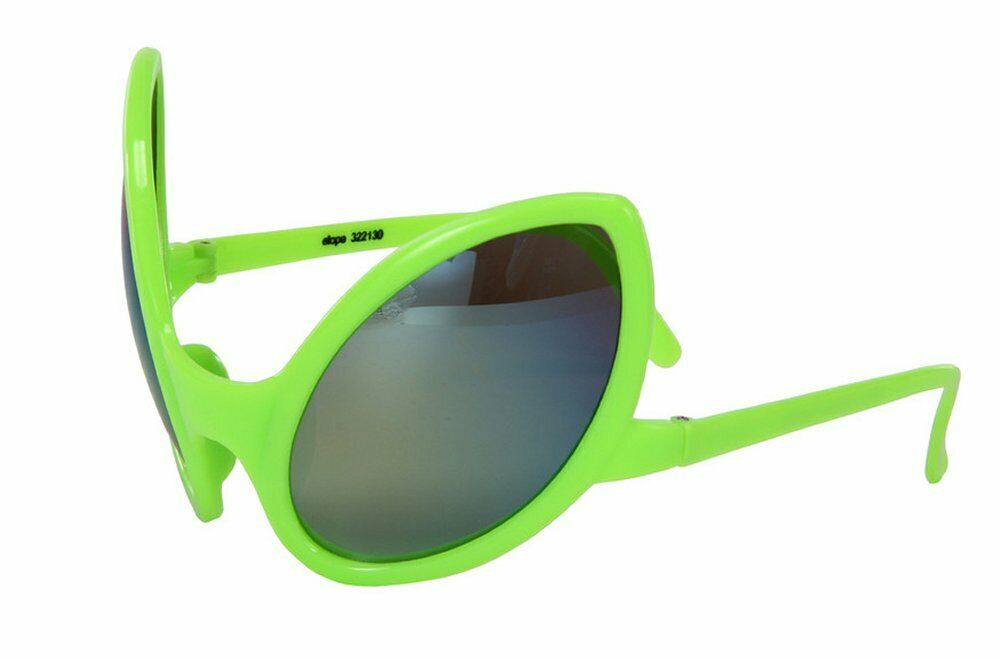Close Encounter Green Alien Costume Glasses Sunglasses UFO ET Mirrored Bug Eyes - Fresh Stock Dated October 2025