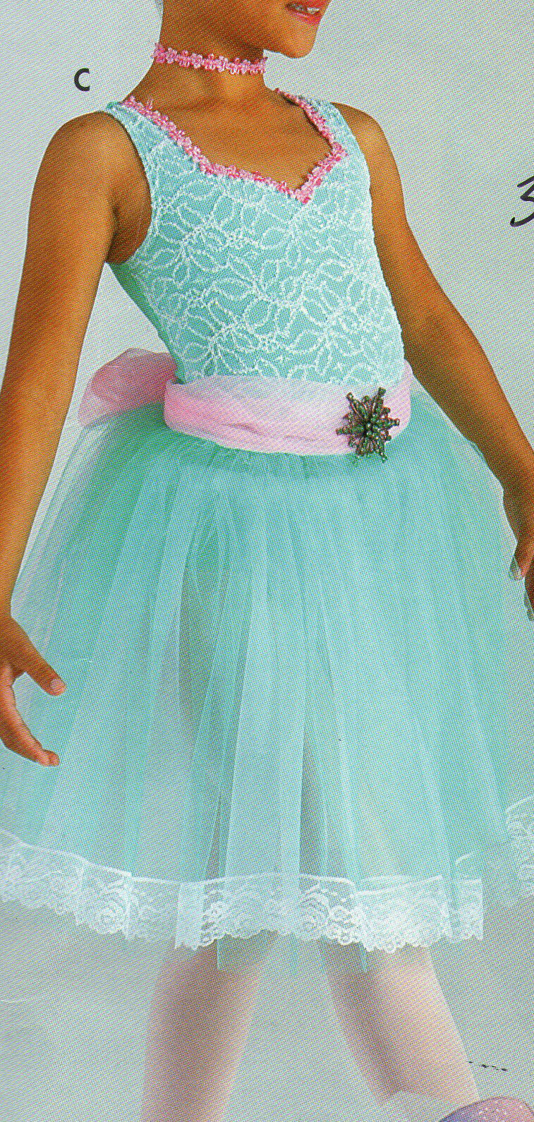 romantic length ballet costume brooch included child Sz Small 4-6m Mint Green - Fresh Stock Dated October 2025