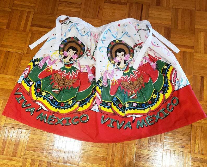 Vintage Hand Painted novelty cotton Mexican Mexico full skirt L XL rockabilly - Fresh Stock Dated October 2025