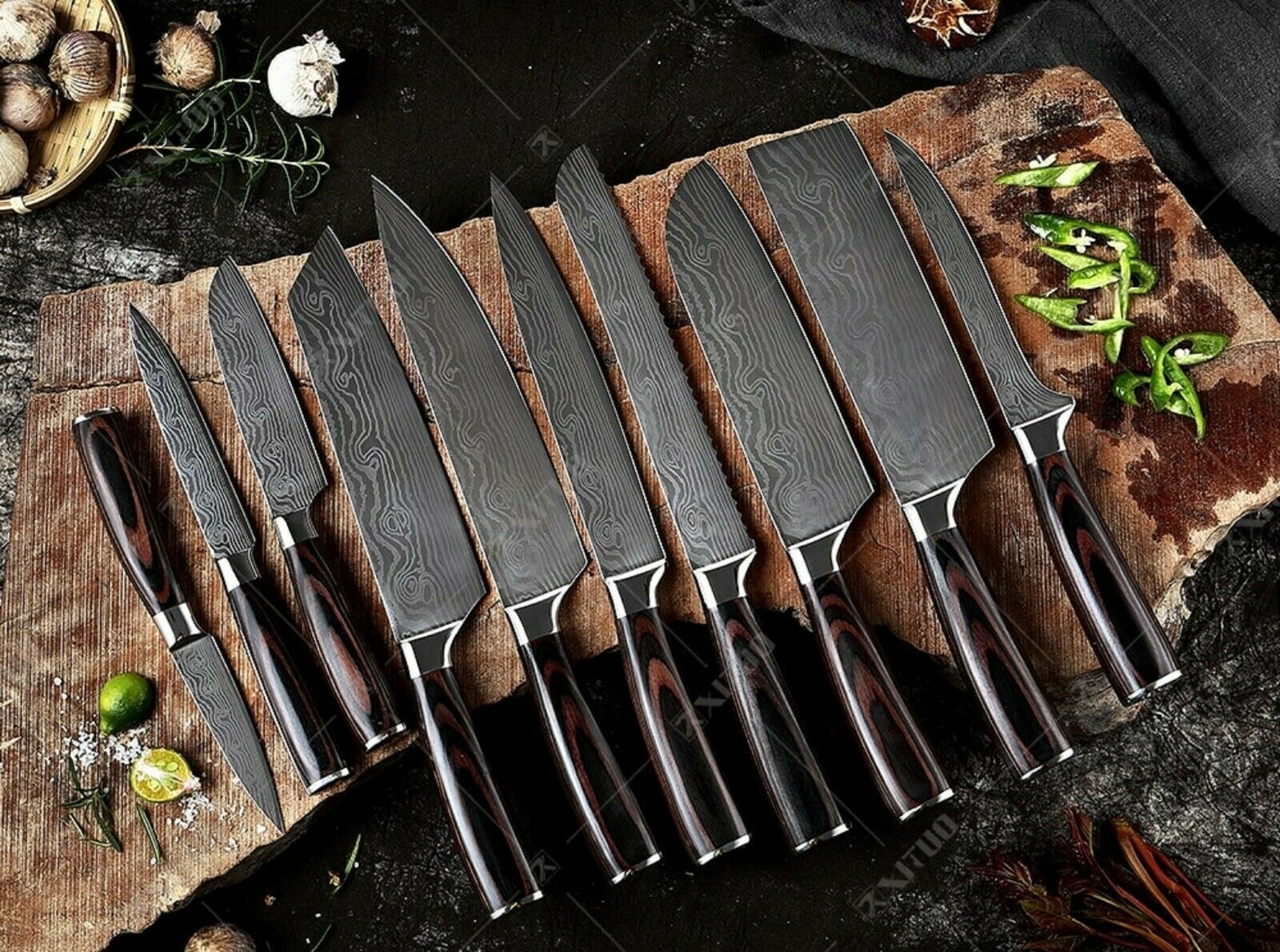 Kitchen Knife set Professional Stainless Steel Damascus Cleaver Japan Chef - Fresh Stock Dated October 2025